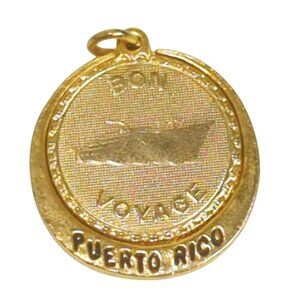 Bon Voyage Puerto Rico Souvenir Cruise Ship Mini Pendant Charm Vintage